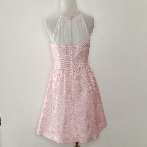 Lilly Pulitzer Kailey Dress Pink Fit & Flare Party Chiffon Neck Women 4 - Picture 4 of 13